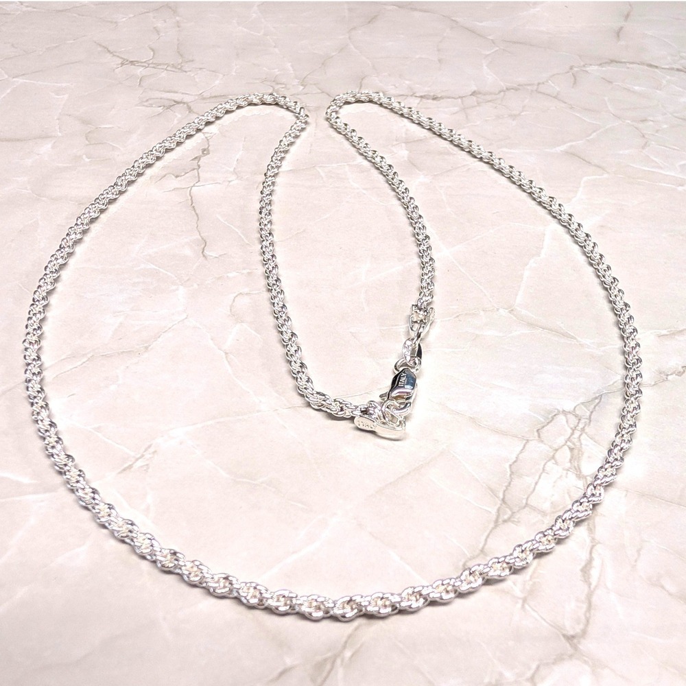 New Sterling Silver MARKED 925 Italy NOT TAGGED Rope Chain Necklace 24in Lobster